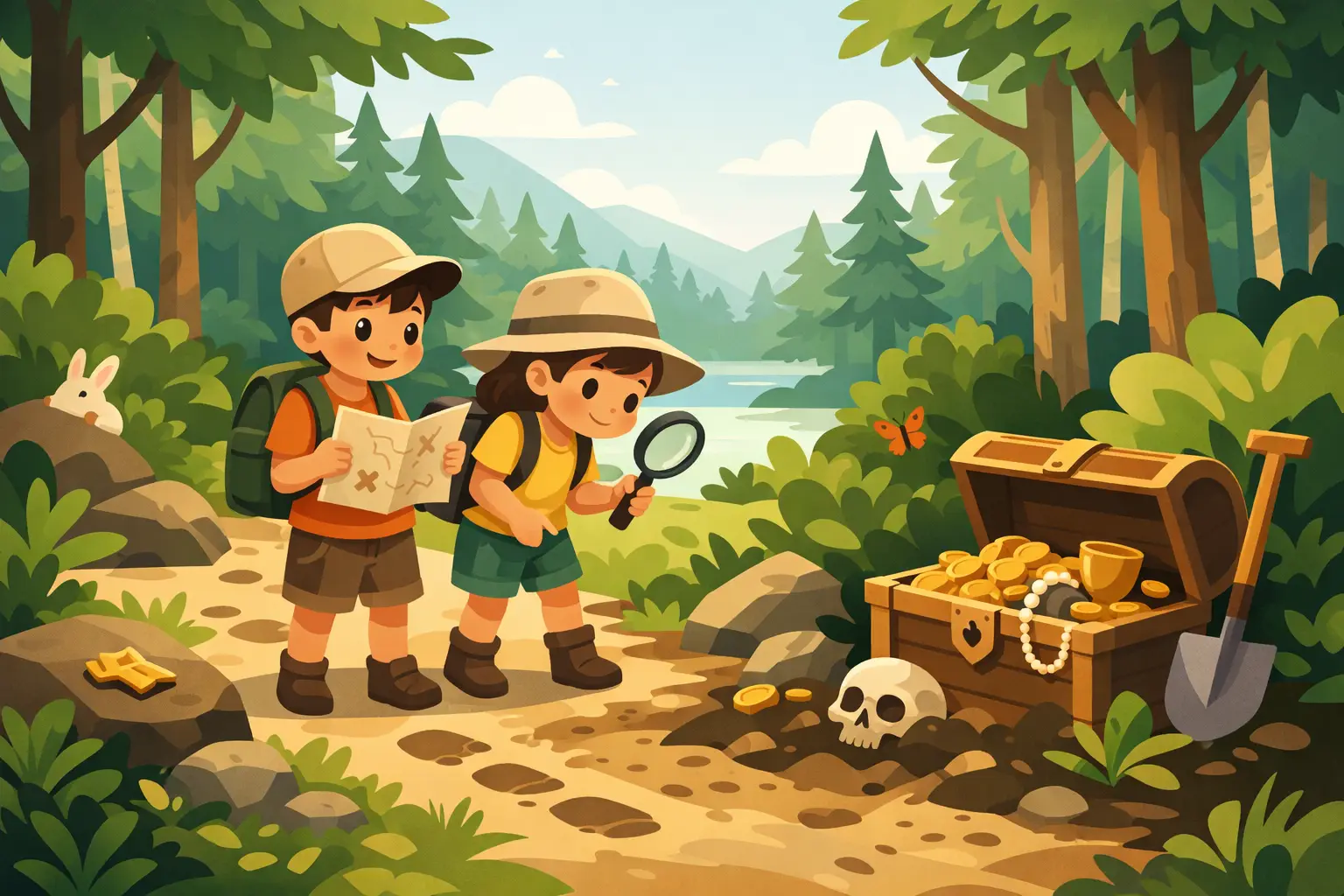 Chasse au trésor en forêt pour petits explorateurs