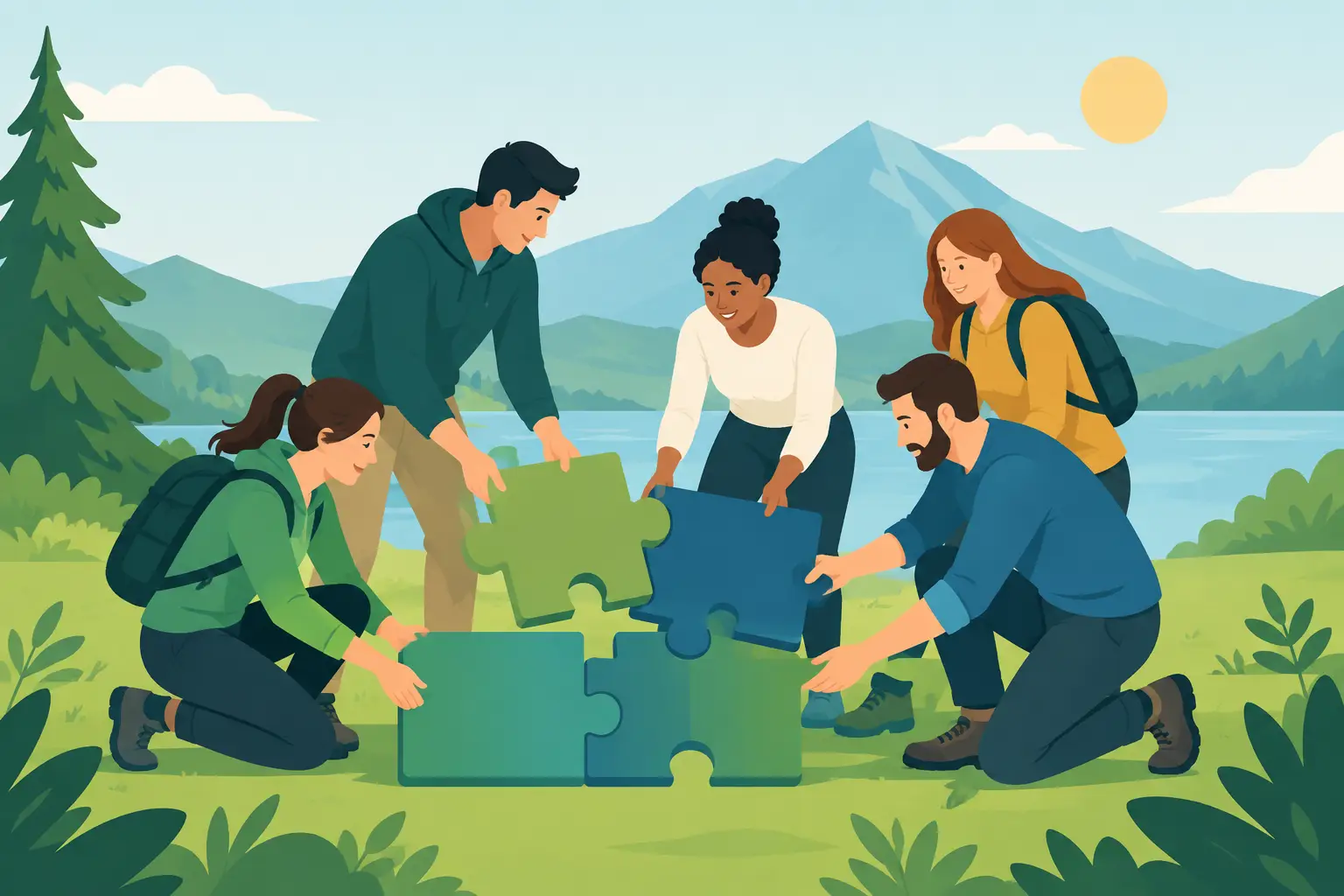 Team building au vert : une équipe qui joue collectif